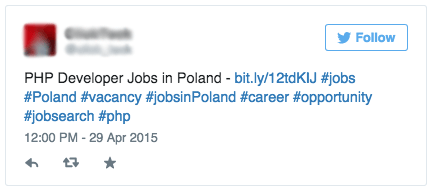 Too many hashtags - Job Tweet